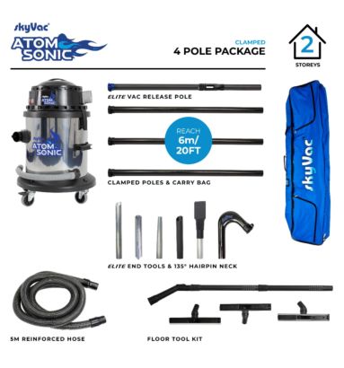 skyVac Atom Sonic Gutter Vacuum with added drain hose