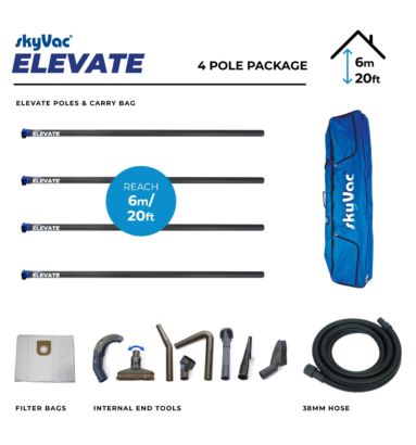 skyVac Elevate Clamped Poles- Internal Suction Pole Set