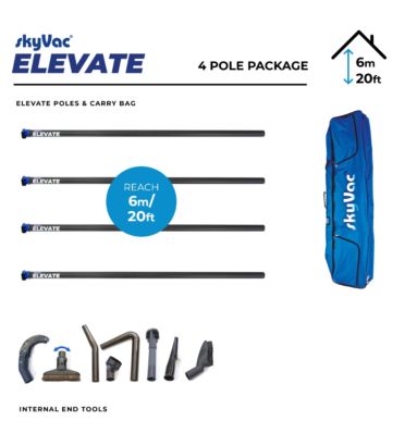 skyVac Elevate Clamped Poles- Internal Suction Pole Set