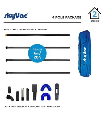 skyVac Premium Clamped Poles- External Suction Pole Set