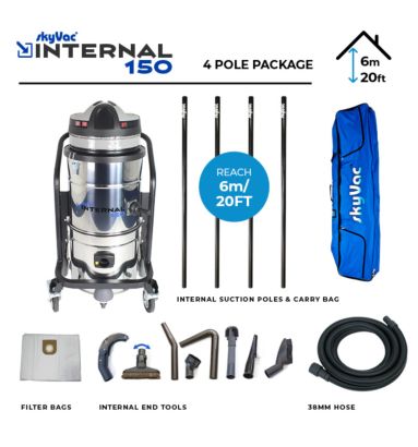 skyVac Industrial 150 vacuum with high access push fit poles 

