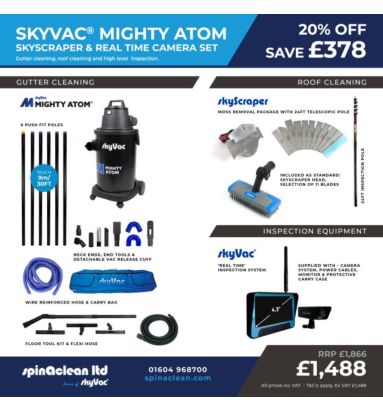 New business start up gutter cleaning package - skyVac Atom skyscraper with Real time Camera  