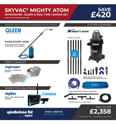 New business start up gutter cleaning and window cleaning package - skyVac Atom skyscraper with Real time Camera   