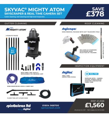 New business start up gutter cleaning package - skyVac Atom skyscraper with Real time Camera  
